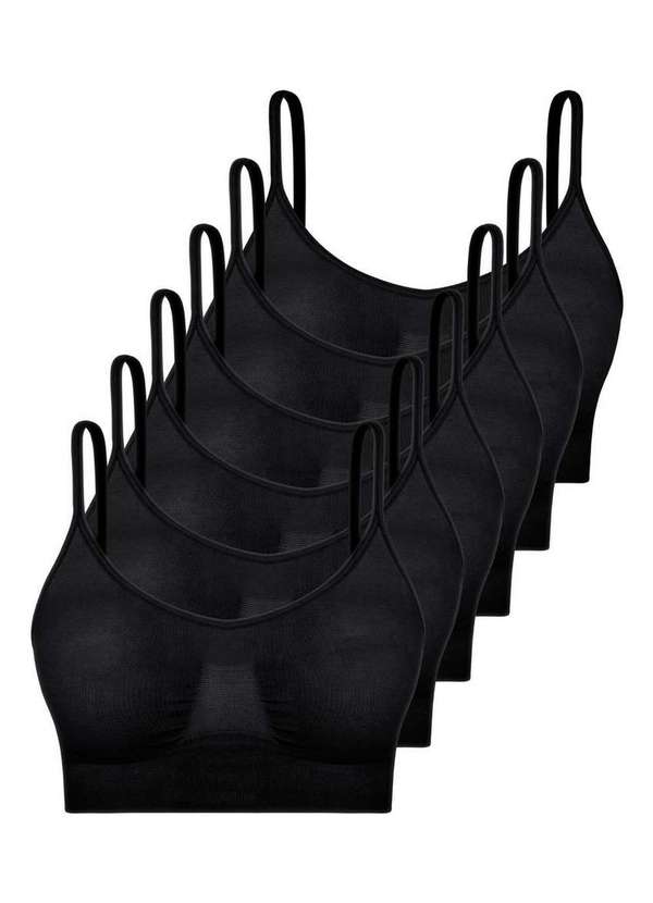 Hope - Kit com 6 Top sem Aro e sem Bojo Hope S21020 Preto