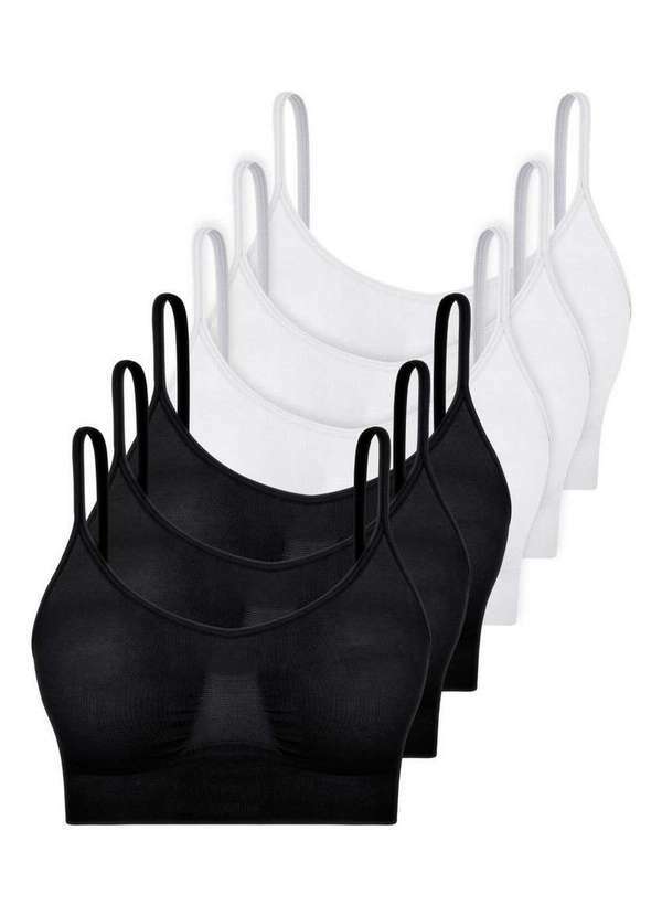 Hope - Kit com 6 Top sem Aro e sem Bojo Hope S21020 Preto-Branco