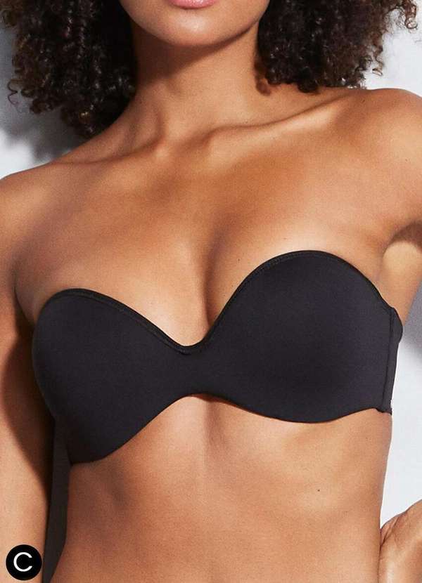 Hope - Sutiã Bustiê com Aro e Bojo Hope 2081 Taça C Pt-Preto