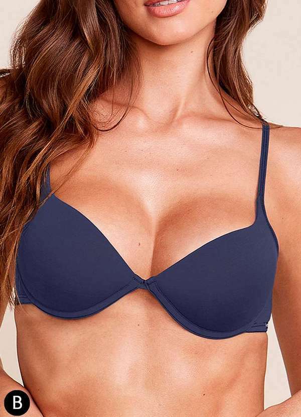 Hope - Sutiã com Aro e Bojo Push Up Hope 2384 Taça B Acd-Azul-Cedro