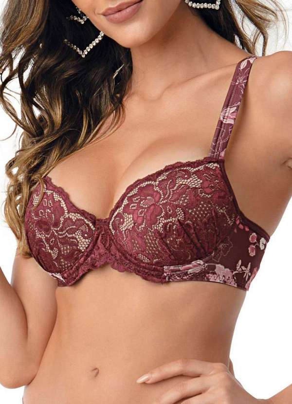 Demillus - Sutiã com Aro e Bojo Sisi Demillus 67162 50-Vinho-Barolo