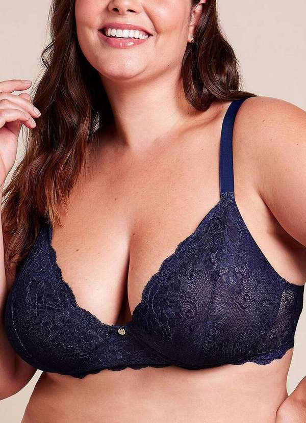 Bonjour - Sutiã com Aro e sem Bojo Bonjour 0b240240 Ahc-Azul-Marinho-Clássico