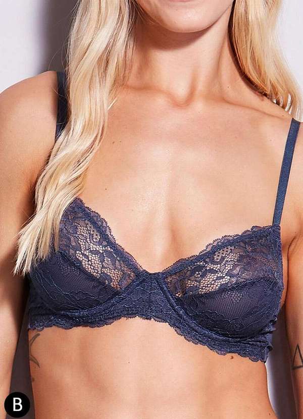 Hope - Sutiã com Aro e sem Bojo Hope L 24550 Taça B Acd-Azul-Cedro