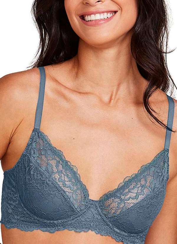 Hope - Sutiã com Aro e sem Bojo Hope L24055 Taça B Adc-Azul-Delicato