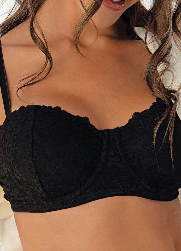 Demillus - Sutiã com Aro e sem Bojo Nupcial Demillus 64105 27-Preto
