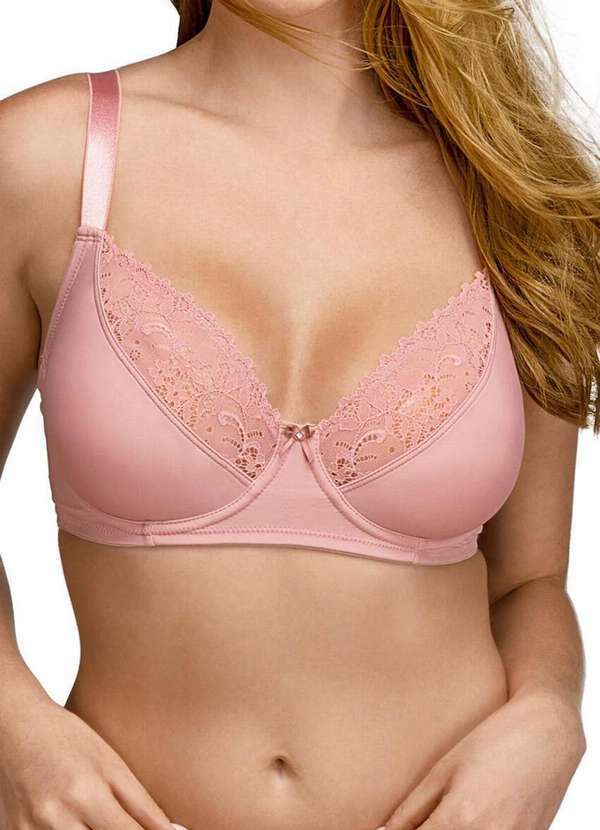 Demillus - Sutiã com Aro e sem Bojo Rendado Demillus 64069 Taça C 98-Rosa-Blush