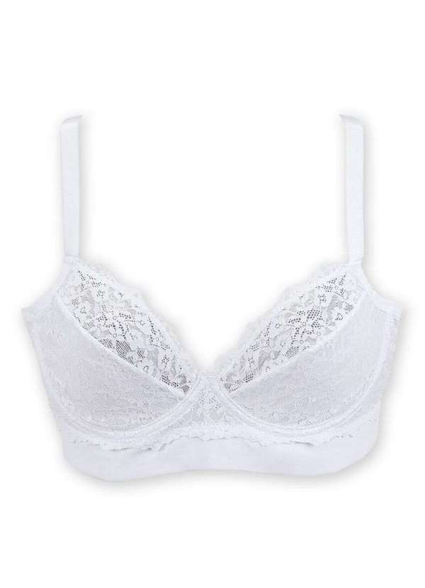 Demillus - Sutiã com Aro e sem Bojo Rendado Demillus 64237 Taça C 20-Branco 3
