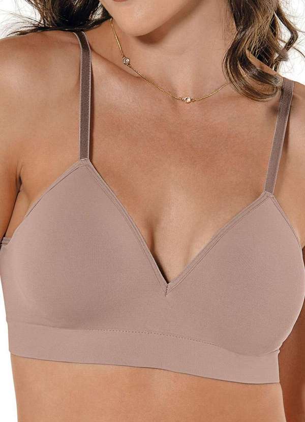 Demillus - Sutiã sem Aro com Bojo Ultraleve Demillus 63551 Taça B 55-Bege-Rosado
