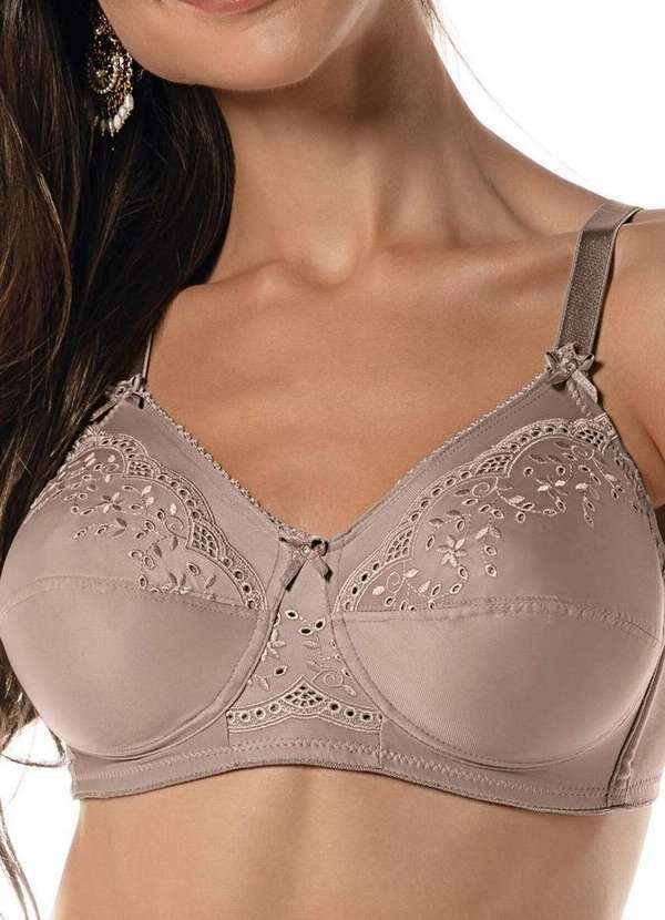 Demillus - Sutiã sem Aro e sem Bojo Novo Badine Demillus 61528 Taça B 55-Bege-Rosado