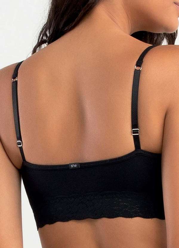 She - Top sem Aro com Bojo Removível She 539.01 Pt00-Preto 2