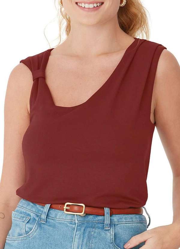 Malwee - Blusa Feminina Assimétrica Malwee 1000131762 02403-Bordô