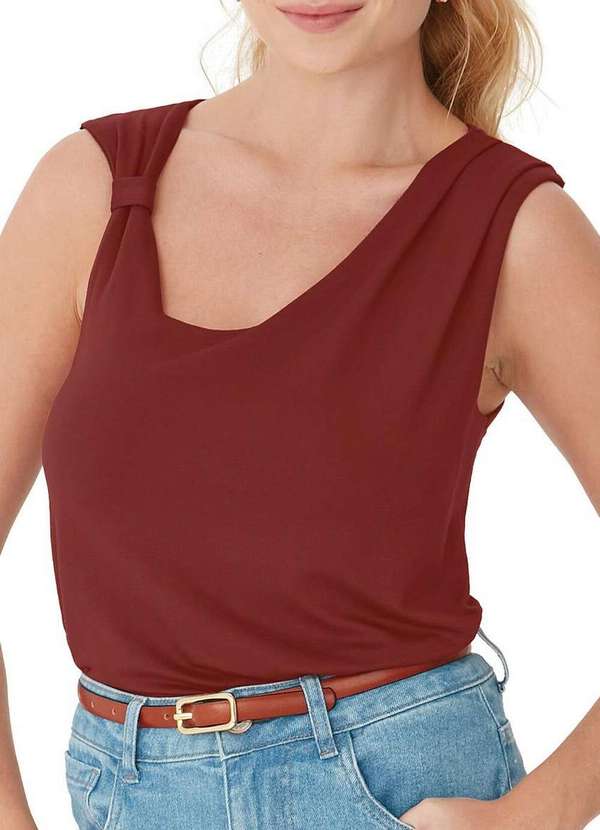 Malwee - Blusa Feminina Assimétrica Malwee 1000131762 02403-Bordô 2