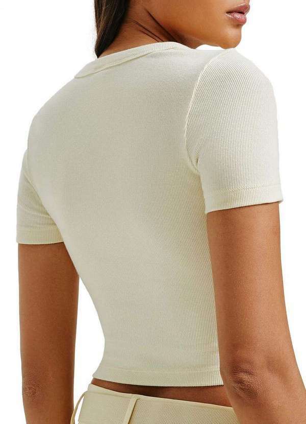 Hering - Blusa Feminina Cropped Hering 4f8l Yvm-Amarelo-Claro 2