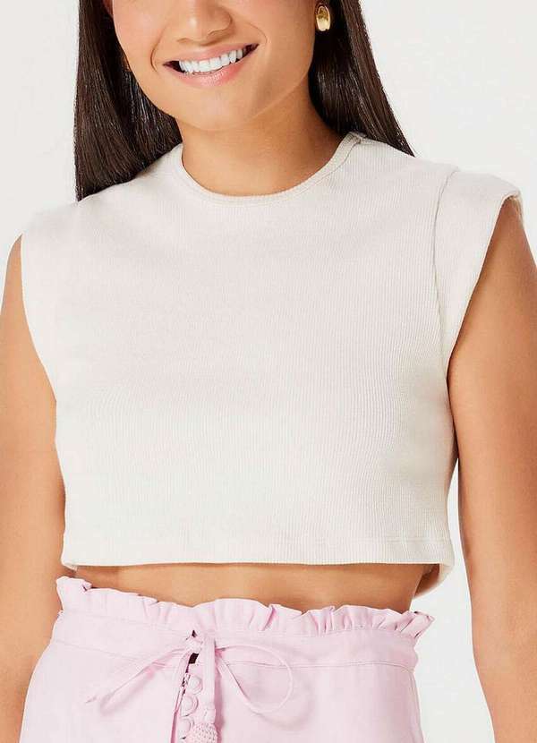 Hering - Blusa Feminina Cropped Hering 4h0w Nm2-Bege-Mescla