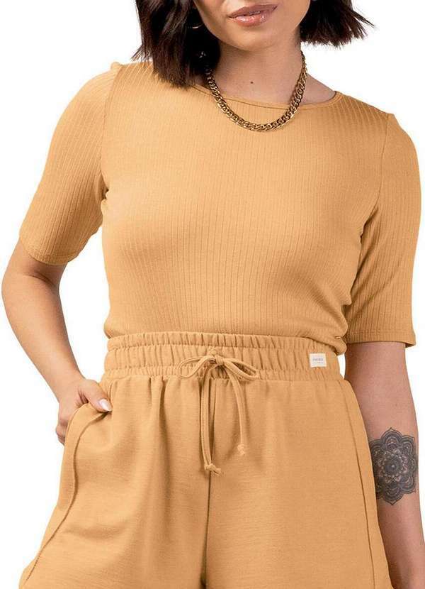 Marialícia - Blusa Feminina Cropped Marialicia 183469 3023-Laranja-Argila