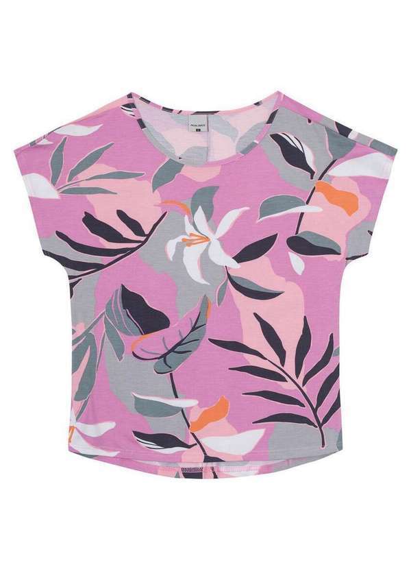 Malwee - Blusa Feminina Malwee 1000120861 Dk07b-Rosa-Claro-Folhagem