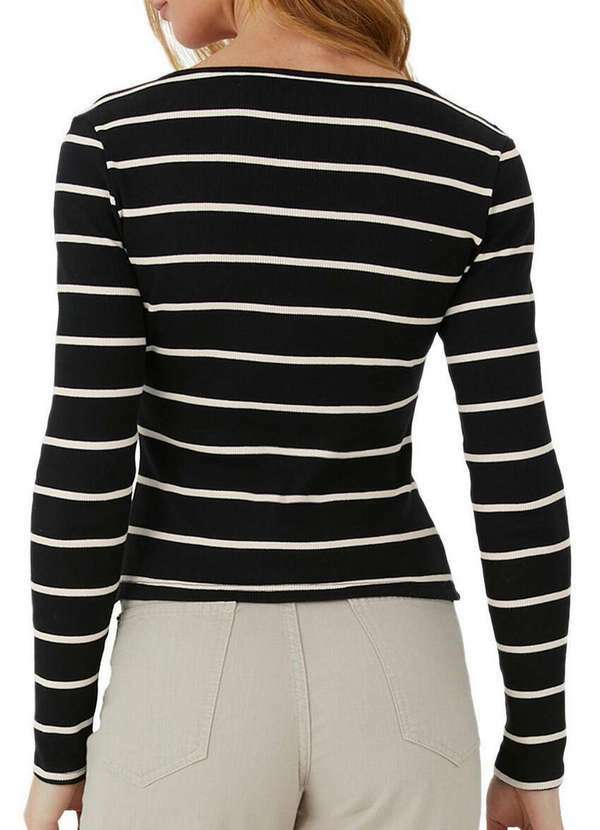 Malwee - Blusa Feminina Malwee 1000128704 D018m-Preto-Listra 2