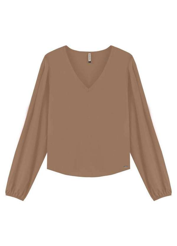 Marialícia - Blusa Feminina Marialicia 183309 8014-Marrom-Claro