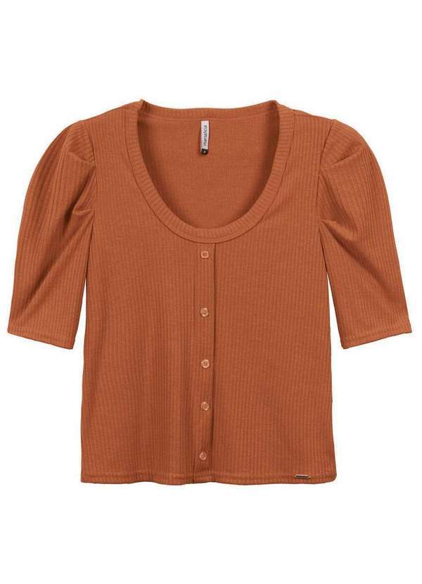 Marialícia - Blusa Feminina Marialicia 183481 8028-Marrom-Ferro
