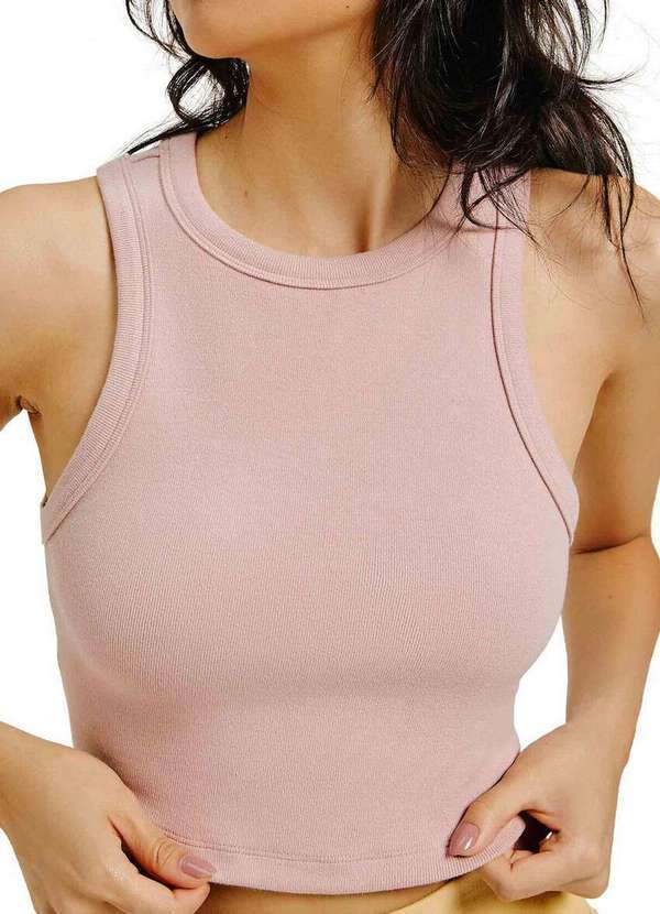 Hering - Blusa Feminina Regata Cropped Hering 4aj0 Ktb-Rosa-Claro