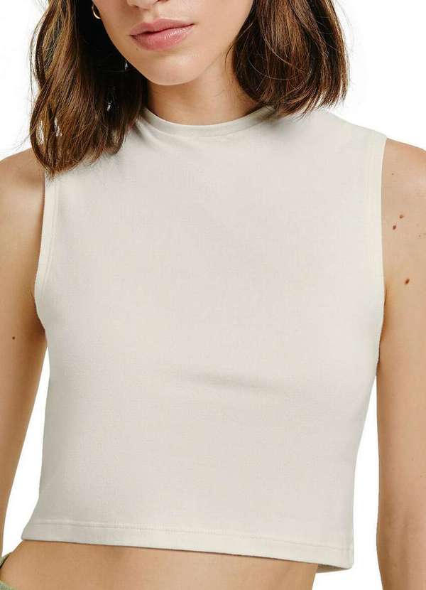 Hering - Blusa Feminina Regata Cropped Hering 4alk Nm2-Bege-Mescla