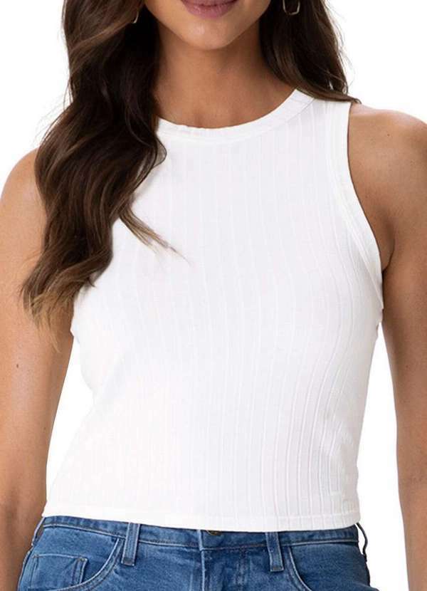Malwee - Blusa Feminina Regata Cropped Malwee 1000113554 00001-Branco