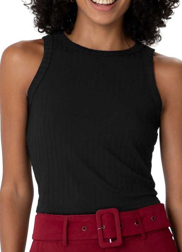 Malwee - Blusa Feminina Regata Cropped Malwee 1000113554 00004-Preto
