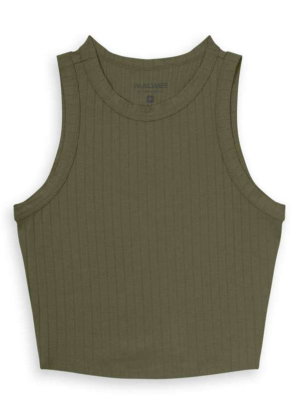 Malwee - Blusa Feminina Regata Cropped Malwee 1000113554 00033-Verde-Escuro 2