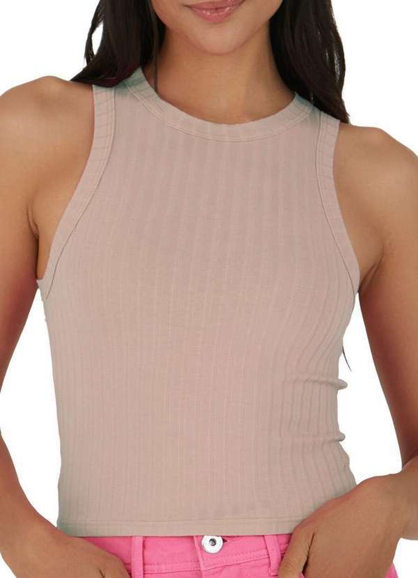 Malwee - Blusa Feminina Regata Cropped Malwee 1000113554 70391-Rosa
