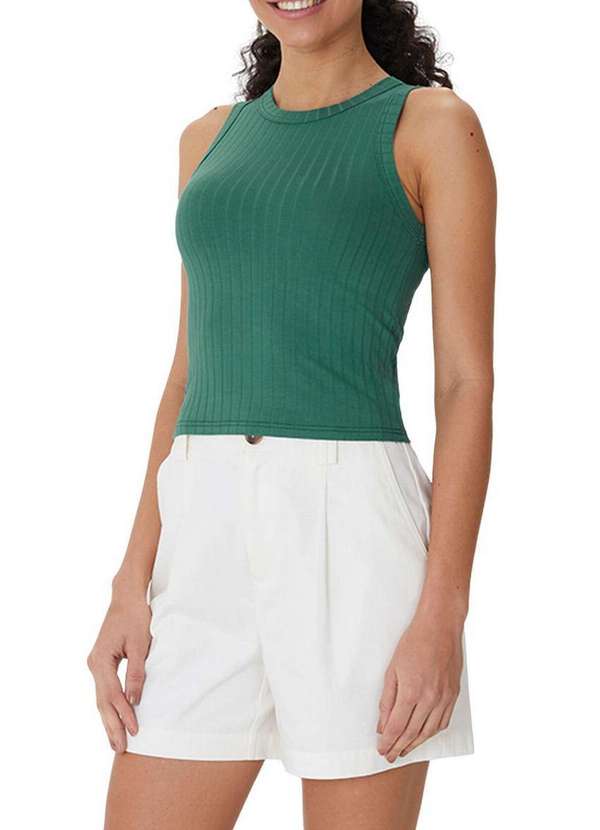 Malwee - Blusa Feminina Regata Cropped Malwee 1000113554 70422-Verde 4