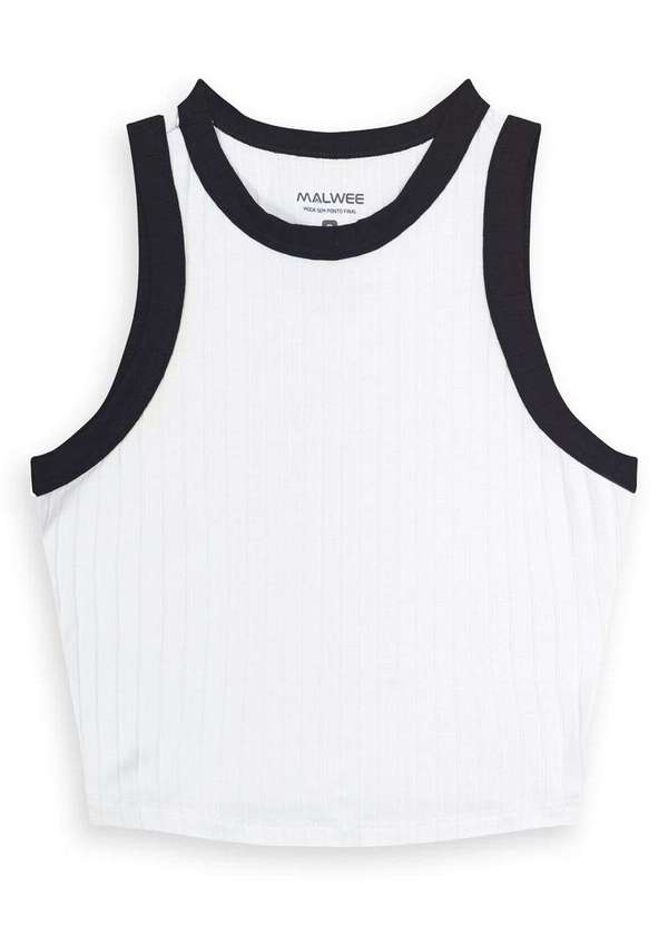 Malwee - Blusa Feminina Regata Cropped Malwee 1000113554 Be96a-Branco 2