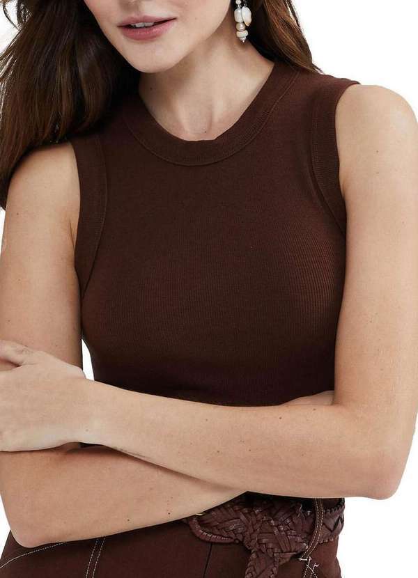 Hering - Blusa Feminina Regata Hering 4al6 Hcf-Marrom-Escuro
