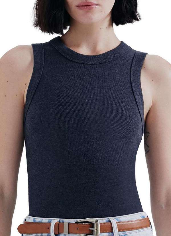 Hering - Blusa Feminina Regata Hering 4al6 Md3-Mescla-Escuro