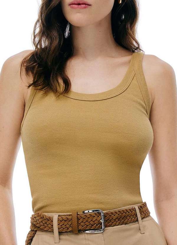 Hering - Blusa Feminina Regata Hering N1te H33-Marrom-Médio