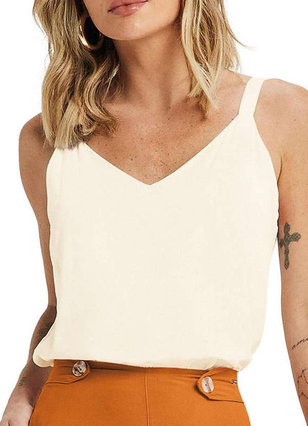 Marialícia - Blusa Feminina Regata Marialicia 184075 2037-Natural