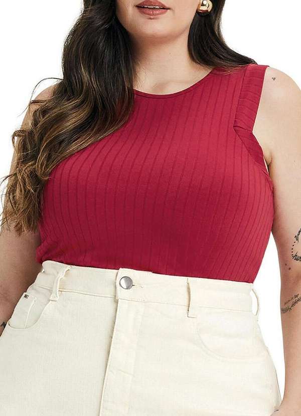 Marialícia - Blusa Feminina Regata Marialicia 184147 4547-Vermelho