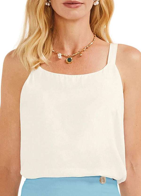 Marialícia - Blusa Feminina Regata Marialicia 184261 2037-Natural