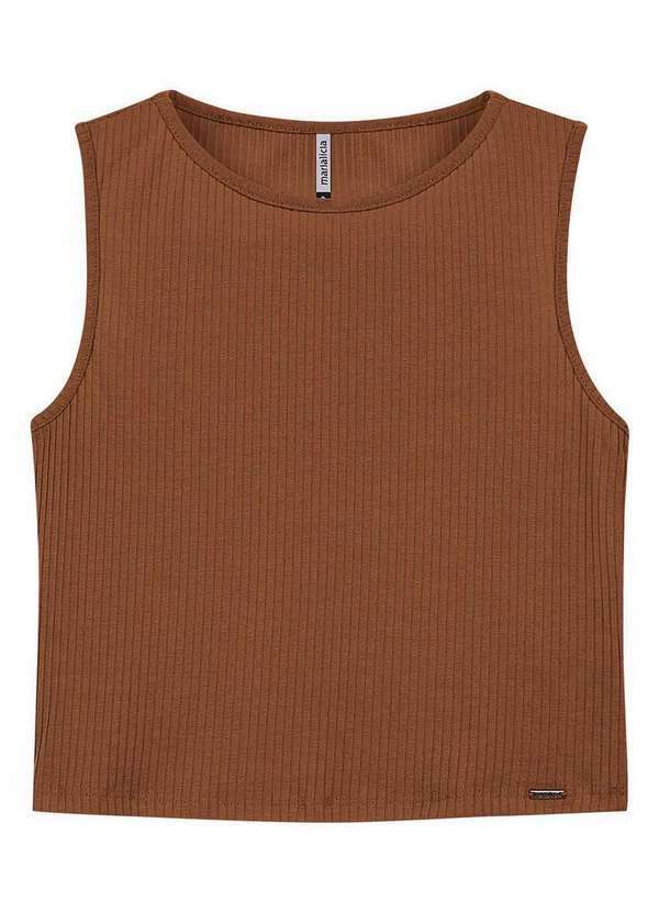 Marialícia - Blusa Feminina Regata Marialicia 52108 8045-Marrom-Biscoito