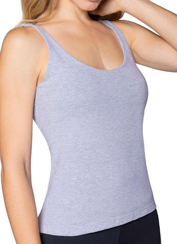 Lupo - Camiseta Feminina Regata Loba 45137-001 8000-Cinza-Mescla
