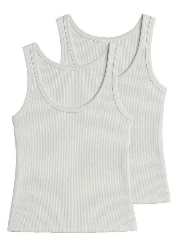 Hering - Kit com 2 Blusas Feminina Regata Hering N1te Branco