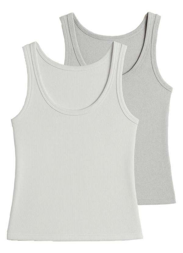 Hering - Kit com 2 Blusas Feminina Regata Hering N1te Branco-Mescla