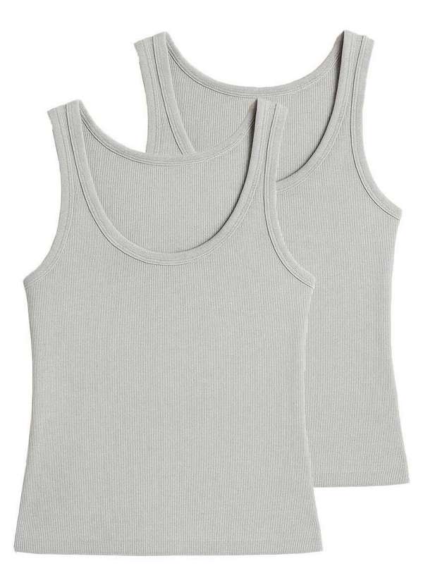 Hering - Kit com 2 Blusas Feminina Regata Hering N1te Mescla