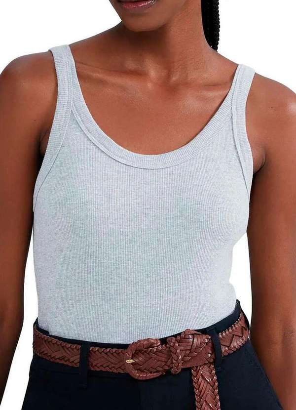 Hering - Kit com 2 Blusas Feminina Regata Hering N1te Mescla-Preto 2