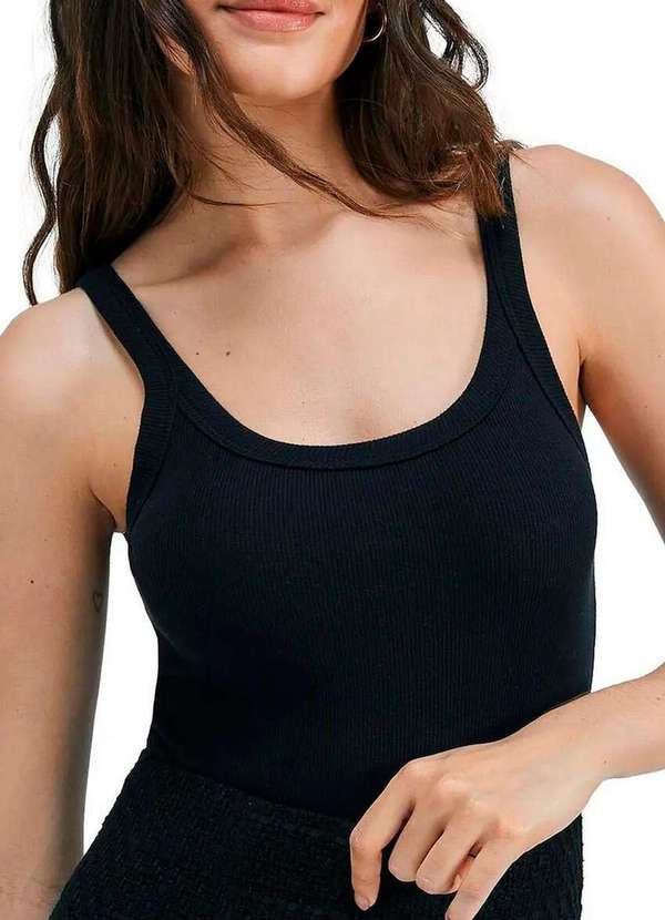 Hering - Kit com 2 Blusas Feminina Regata Hering N1te Mescla-Preto 4