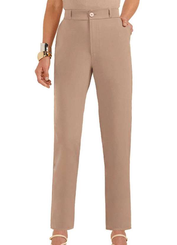 Marialícia - Calça Feminina Alfaiataria Marialicia 184305 8038-Marrom-Claro