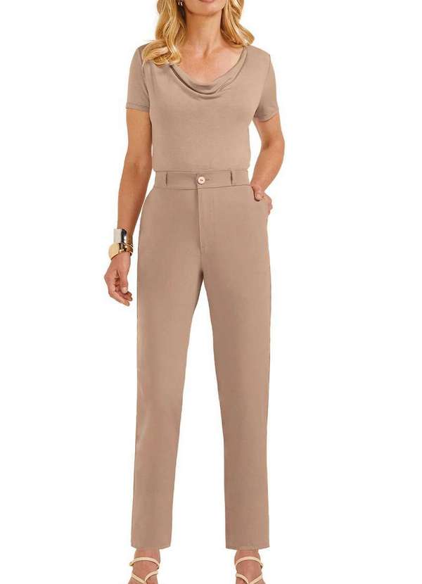 Marialícia - Calça Feminina Alfaiataria Marialicia 184305 8038-Marrom-Claro 3