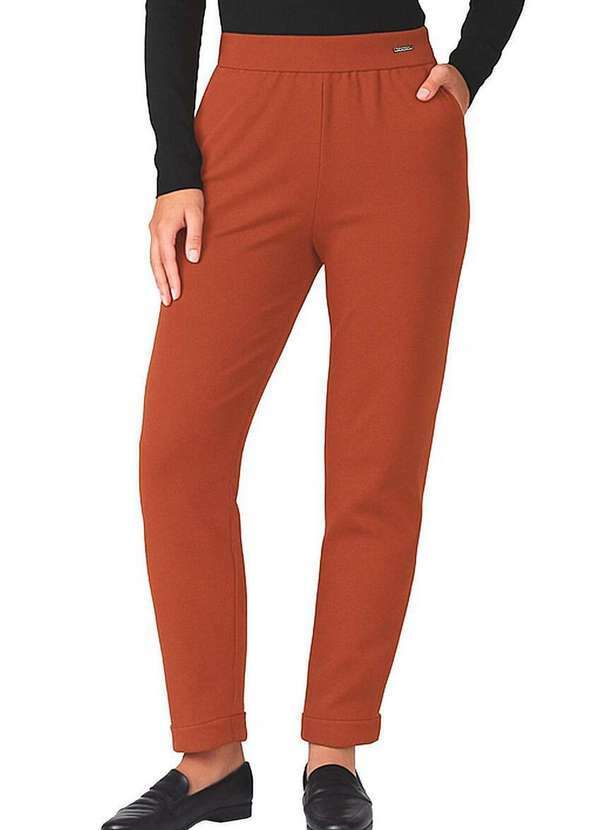 Malwee - Calça Feminina Reta Marialícia 183913 8036-Marrom-Argila