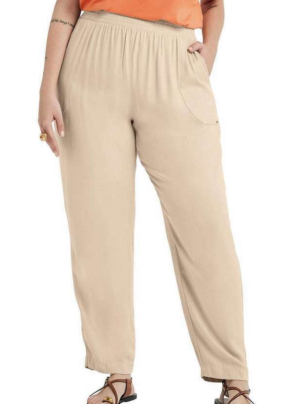 Marialícia - Calça Feminina Reta Marialicia 184046 2039-Bege-Joaquina