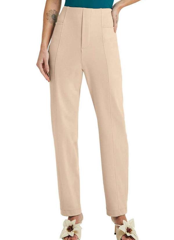 Marialícia - Calça Feminina Reta Marialicia 184053 2039-Bege-Joaquina
