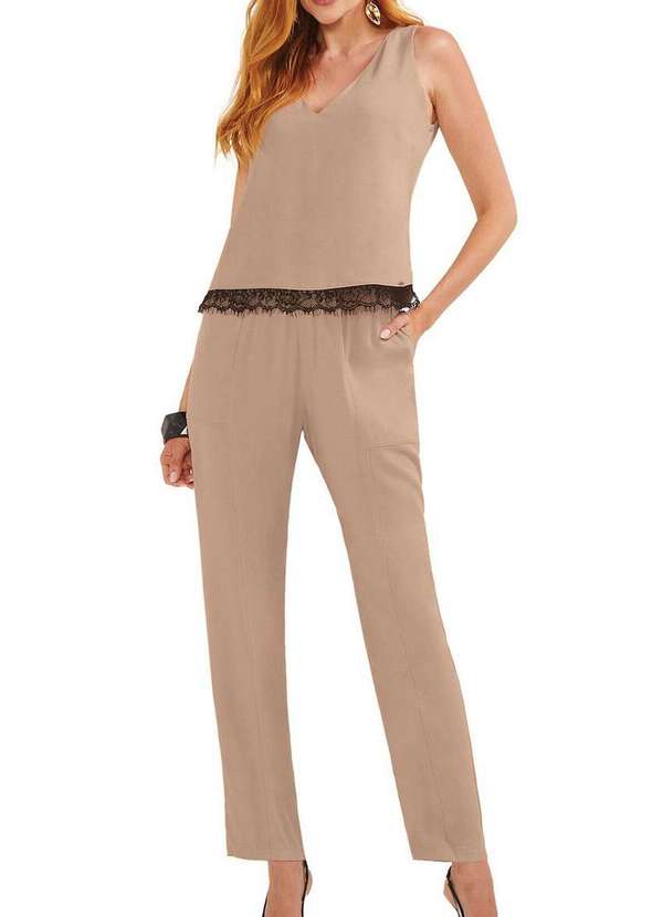 Marialícia - Calça Feminina Reta Marialicia 184311 8038-Marrom-Claro 3